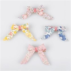 Meri Meri - Floral Pattern Bow Hair Clips - Çiçek Desenli Fiyonklu Saç Tokaları - 4 Adet