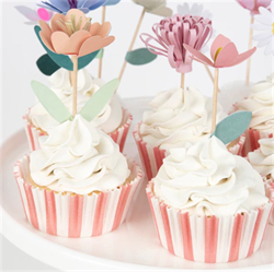 Meri Meri - Flower Garden Cupcake Kit - Çiçek Bahçesi Cupcake Seti - 24Lü