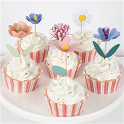 Meri Meri - Flower Garden Cupcake Kit - Çiçek Bahçesi Cupcake Seti - 24Lü