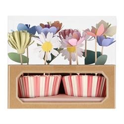 Meri Meri - Flower Garden Cupcake Kit - Çiçek Bahçesi Cupcake Seti - 24Lü