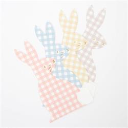 Meri Meri - Gingham Bunny Napkins - Damalı Tavşan Peçeteler - 16Lı