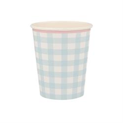 Meri Meri - Gingham Cups - Damalı Bardaklar - 12Li