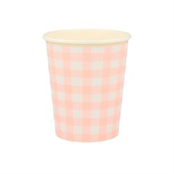 Meri Meri - Gingham Cups - Damalı Bardaklar - 12Li