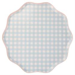 Meri Meri - Gingham Plates - Damalı Tabaklar - L - 12Li
