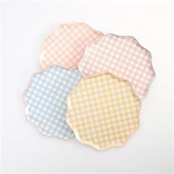 Meri Meri - Gingham Plates - Damalı Tabaklar - S - 12Li