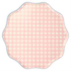 Meri Meri - Gingham Plates - Damalı Tabaklar - L - 12Li