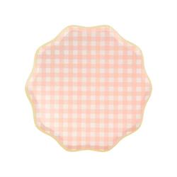 Meri Meri - Gingham Plates - Damalı Tabaklar - S - 12Li