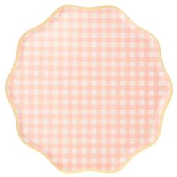 Meri Meri - Gingham Plates - Damalı Tabaklar - L - 12Li