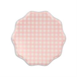 Meri Meri - Gingham Plates - Damalı Tabaklar - S - 12Li