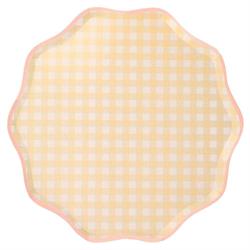 Meri Meri - Gingham Plates - Damalı Tabaklar - L - 12Li
