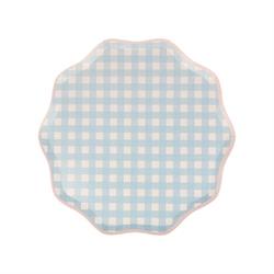 Meri Meri - Gingham Plates - Damalı Tabaklar - S - 12Li