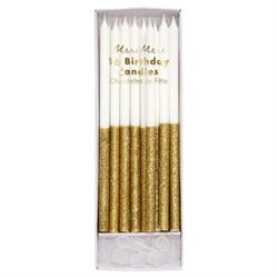 Meri Meri - Gold Glitter Dipped Candles - Altın Simli Mumlar