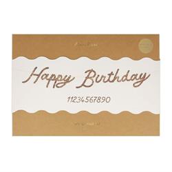 Meri Meri - Gold Glitter Happy Birthday Garland - Parıltılı Altın Happy Birthday Asılan Süs Seti