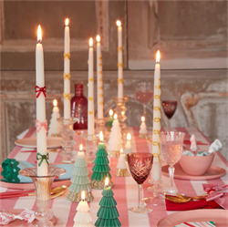 Meri Meri - Gold Star Taper Candle - Altın Yıldız Detaylı Mumlar (2Li)