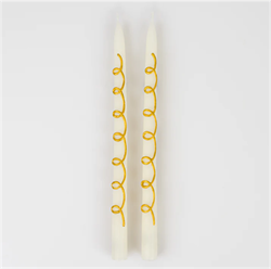 Meri Meri - Gold Swirl Taper Candles - Altın Kıvrımlı Mumlar (2Li)