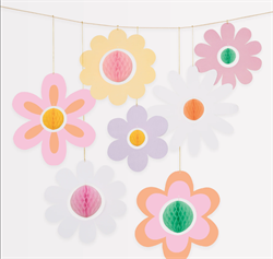 Meri Meri - Groovy Flower Hanging Decorations - Çiçekler Asılan Dekorlar (7Li)