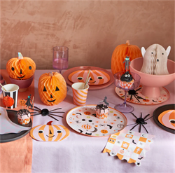 Meri Meri - Groovy Halloween Icon Dinner Plates - Cadılar Bayramı Karakterli Tabaklar (L) (8Li)
