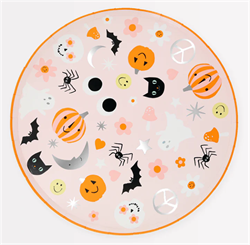 Meri Meri - Groovy Halloween Icon Dinner Plates - Cadılar Bayramı Karakterli Tabaklar (L) (8Li)