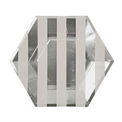 Meri Meri - Gümüş Çizgili Tabak - L