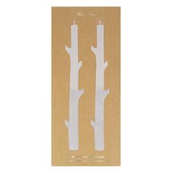 Meri Meri - Gümüş Kaplamalı Ağaç Şamdan Mumu - 2 Adet