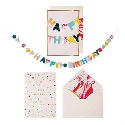 Meri Meri - Happy Birthday Garland Card - Happy Birthday Garland Tebrik Kartı