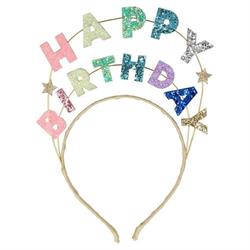 Meri Meri - Happy Birthday Glitter Headband - Simli Happy Birthday Taç