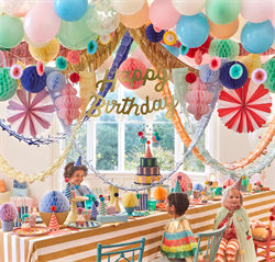 Meri Meri - Happy Birthday Honeycomb Garland - Happy Birthday Petekli Asılan Süs