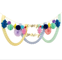 Meri Meri - Happy Birthday Honeycomb Garland - Happy Birthday Petekli Asılan Süs