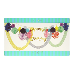 Meri Meri - Happy Birthday Honeycomb Garland - Happy Birthday Petekli Asılan Süs