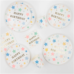 Meri Meri - Happy Birthday Stars Cups - Happy Birthday Yıldızlar Bardaklar (X8)