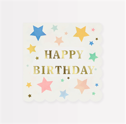 Meri Meri - Happy Birthday Stars Large Napkins - Happy Birthday Yıldızlar Peçeteler (x16)