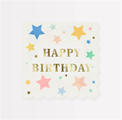 Meri Meri - Happy Birthday Stars Large Napkins - Happy Birthday Yıldızlar Peçeteler (X16)