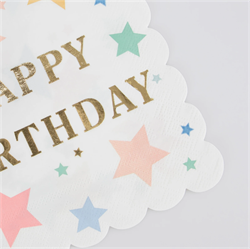Meri Meri - Happy Birthday Stars Large Napkins - Happy Birthday Yıldızlar Peçeteler (X16)