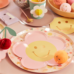 Meri Meri - Happy Face Flower Plates - Mutlu Yüz Çiçek Tabaklar (x8)