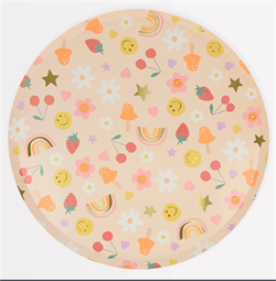 Meri Meri - Happy Face Icons Dinner Plates - Mutlu Yüzler Tabaklar (X8)