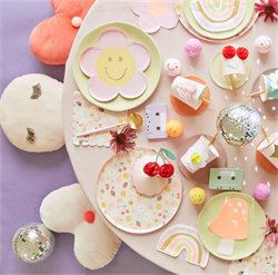 Meri Meri - Happy Face Icons Dinner Plates - Mutlu Yüzler Tabaklar (X8)