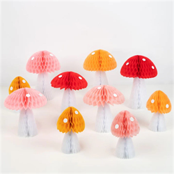 Meri Meri - Honeycomb Toadstool Decorations - Petek Mantar Dekorlar - 10Lu