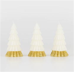 Meri Meri - Ivory Tree Candles - Krem Renk Ağaç Mumlar (3Lü)