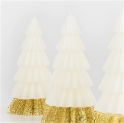 Meri Meri - Ivory Tree Candles - Krem Renk Ağaç Mumlar (3Lü)