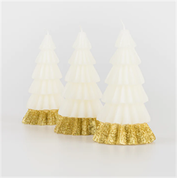 Meri Meri - Ivory Tree Candles - Krem Renk Ağaç Mumlar (3Lü)