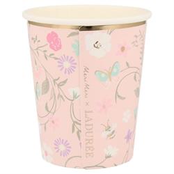 Meri Meri - Ladurée Paris Floral Cups - Ladurée Paris Çiçekli Bardaklar - 8Li