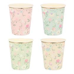 Meri Meri - Ladurée Paris Floral Cups - Ladurée Paris Çiçekli Bardaklar - 8Li