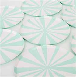 Meri Meri - Mint Stripe Plate - Mint Çizgili Tabaklar - S - 8Li