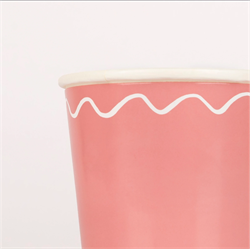 Meri Meri - Mixed Wavy Line Cups - Karışık Renkler Dalgalı Bardaklar (X8)