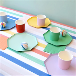 Meri Meri - Multi Stripe Tablecloth - Multi Renkli Çizgili Kağıt Masa Örtüsü