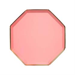 Meri Meri - Neon Coral Plates - Neon Mercan Tabaklar - M - 8Li