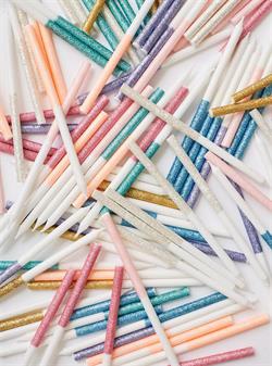 Meri Meri - Pale Pink Glitter Dipped Candles - Açık Pembe Simli Mumlar