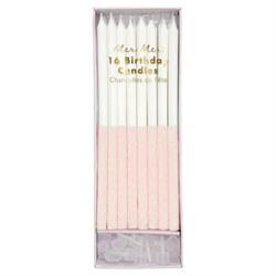 Meri Meri - Pale Pink Glitter Dipped Candles - Açık Pembe Simli Mumlar