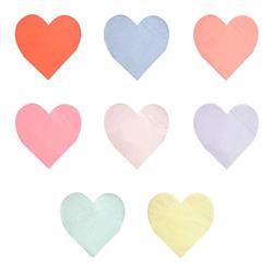 Meri Meri - Party Palette Heart Napkins - Renkli Kalp Peçeteler - L - 20Li
