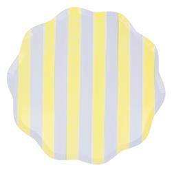 Meri Meri - Pastel Çizgili Tabaklar - L - 8 Adet